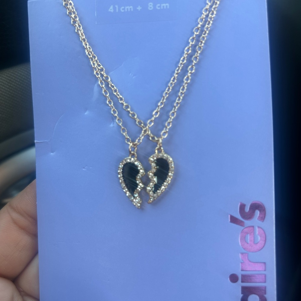 Claire's Gold and Black Heart Necklace